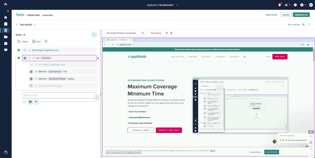 Autonomous reusable test flow screenshot